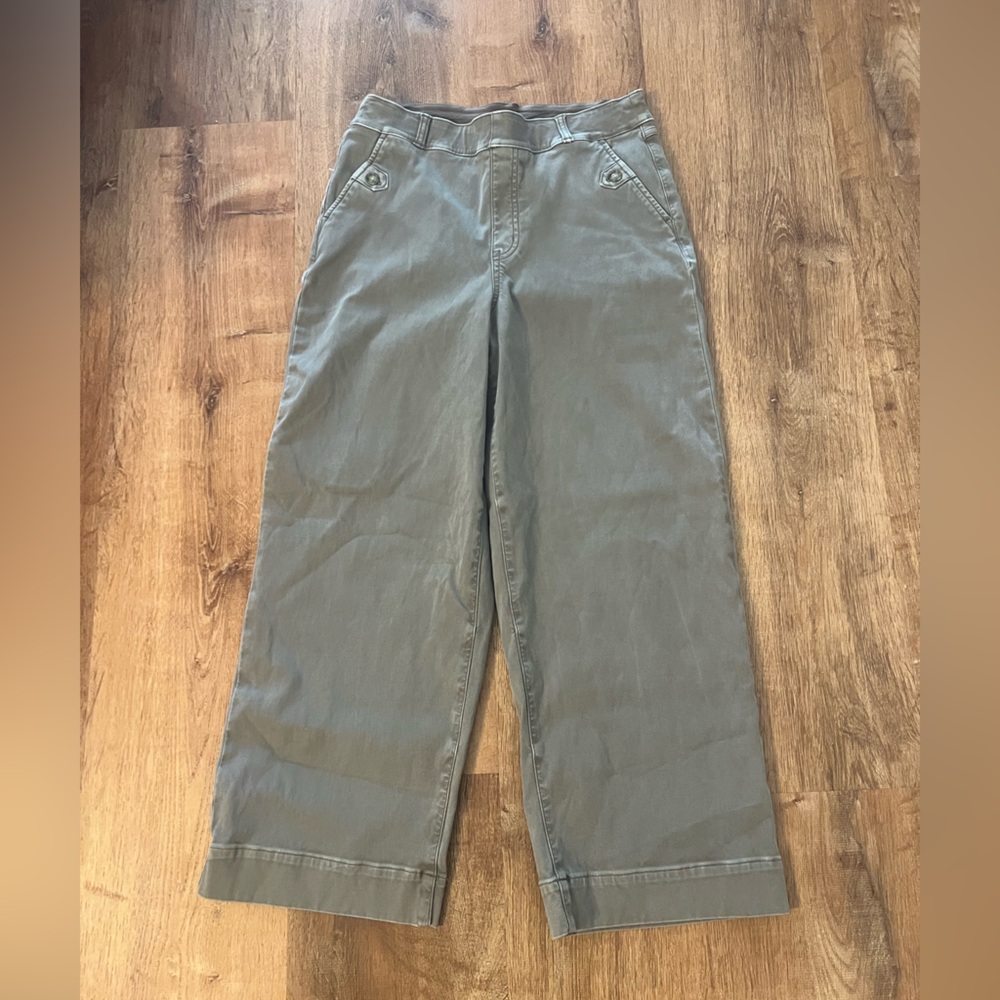 SPANX Olive Green Cropped Wide-Leg Pants